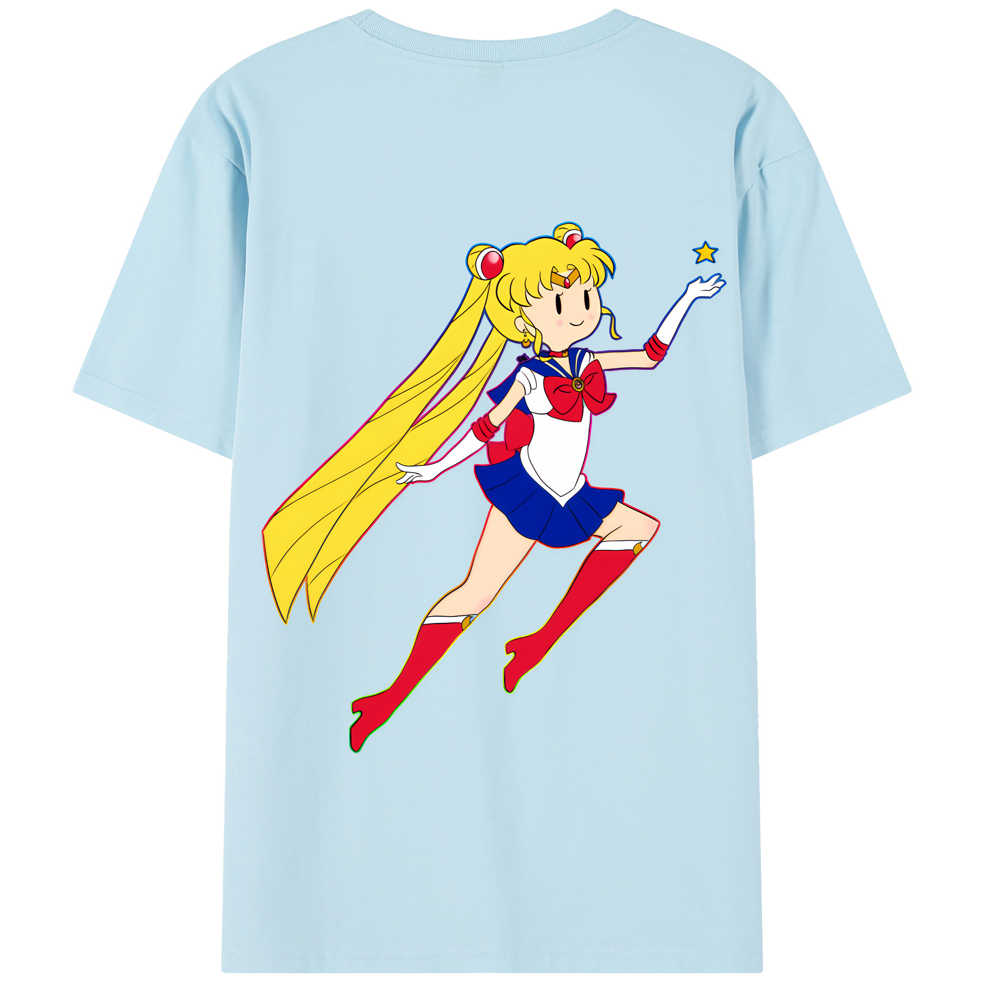 （画像用） 美少女戦士セーラームーン 月野 うさぎ つきの うさぎ Sailor Moon Tsukino Usagi 綿100％半袖Tシャツ（背面プリント）